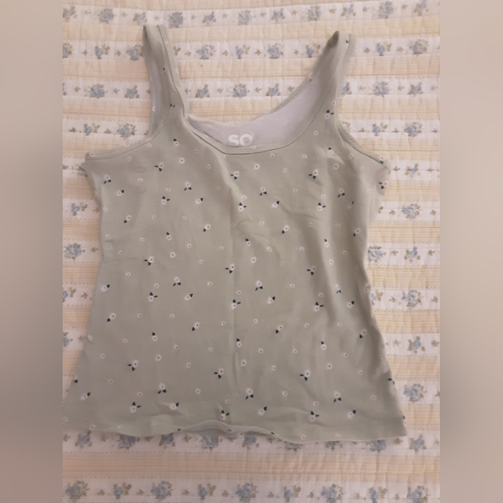 SO Olive green Floral Tank